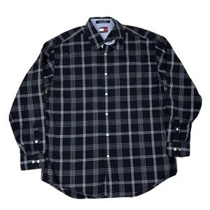 Tommy Hilfiger Men's Shirt Button Front Plaid Blue